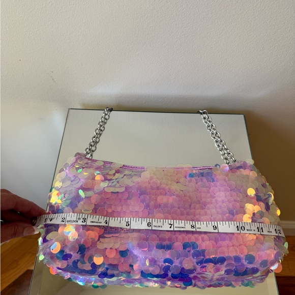 Claire's Purple Sequin Shoulder Bag - Picture 5 of 6